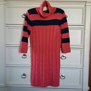 Anthropologie Sweater Dress Warm Winter Tunic Cable Knit 3/4 Sleeve Turtleneck